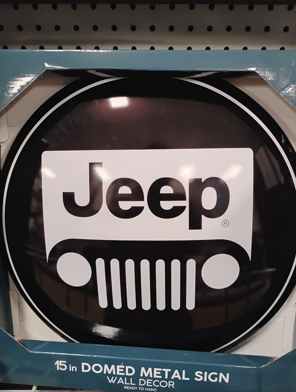 New Jeep Black and White Round Domed Metal Wall Sign